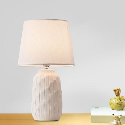 Eclat - Design table lamp with tapered shade and cylindrical ceramic base