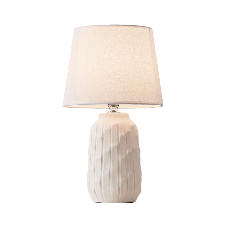 Eclat - Design table lamp with tapered shade and cylindrical ceramic base