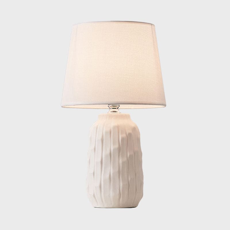 Eclat - Design table lamp with tapered shade and cylindrical ceramic base