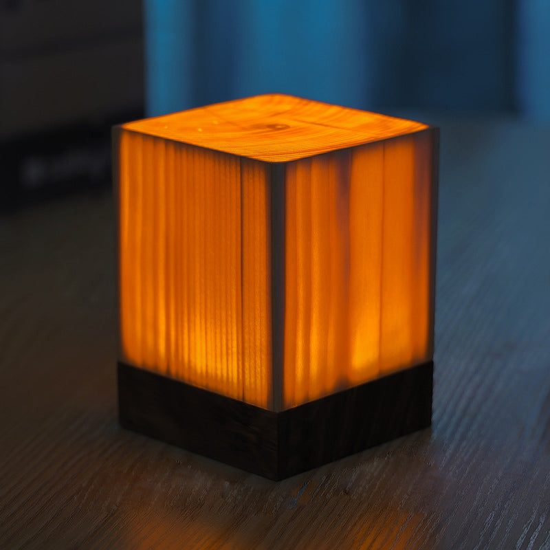 GlowWood - Table Lamp with Built-in Battery and Touch Control LED Lighting for Bedroom and Office