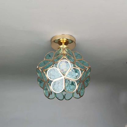 BloemLicht - Elegant Glass Pendant Lamp with Floral Design