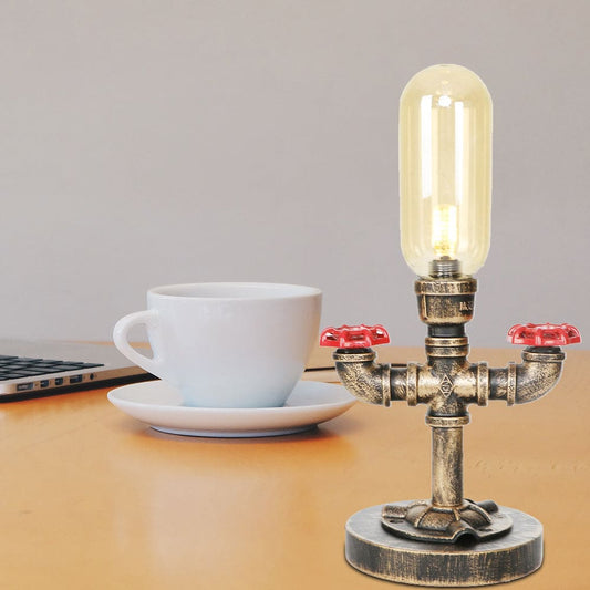 RoboGlow - Modern table lamp with industrial design and metal pipe