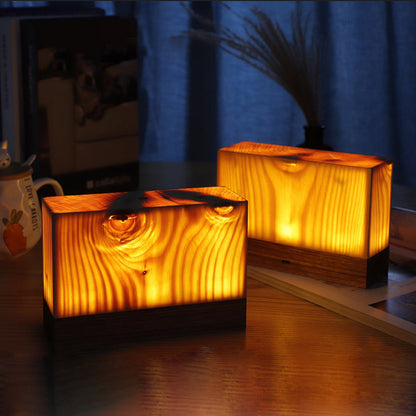 GlowWood - Table Lamp with Built-in Battery and Touch Control LED Lighting for Bedroom and Office