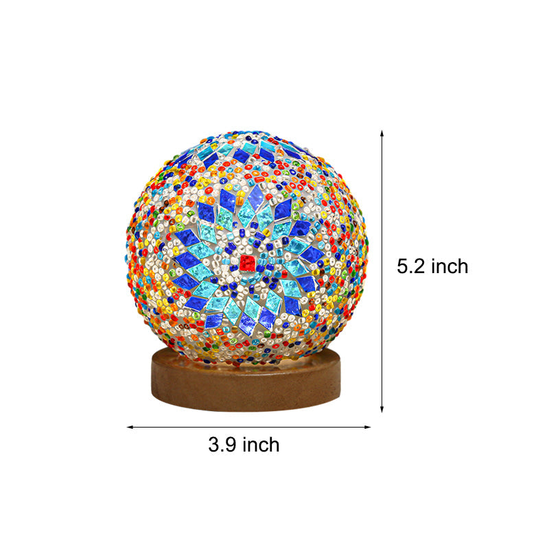 GloedNest - Spherical LED Dimmable Glass Bohemian Baroque Table Lamp Mosaic Night Light 3.9" 