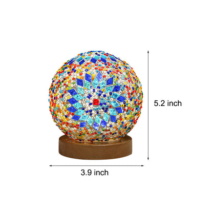 GloedNest - Spherical LED Dimmable Glass Bohemian Baroque Table Lamp Mosaic Night Light 3.9" 