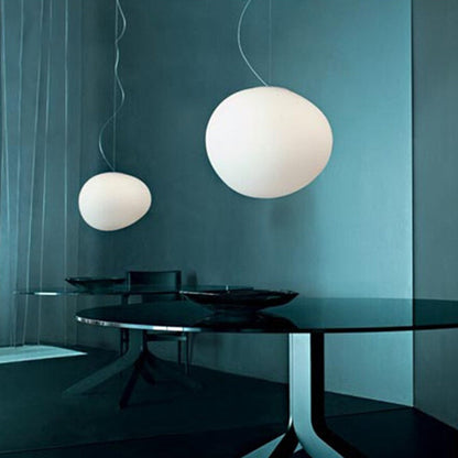 PebbleLumi - Minimalist Pendant Lamp in Cream Glass 