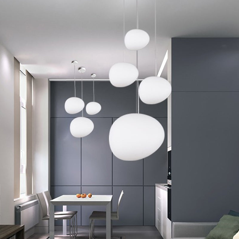 PebbleLumi - Minimalist Pendant Lamp in Cream Glass 