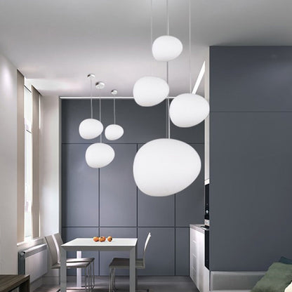 PebbleLumi - Minimalistische Hanglamp in Crème Glas