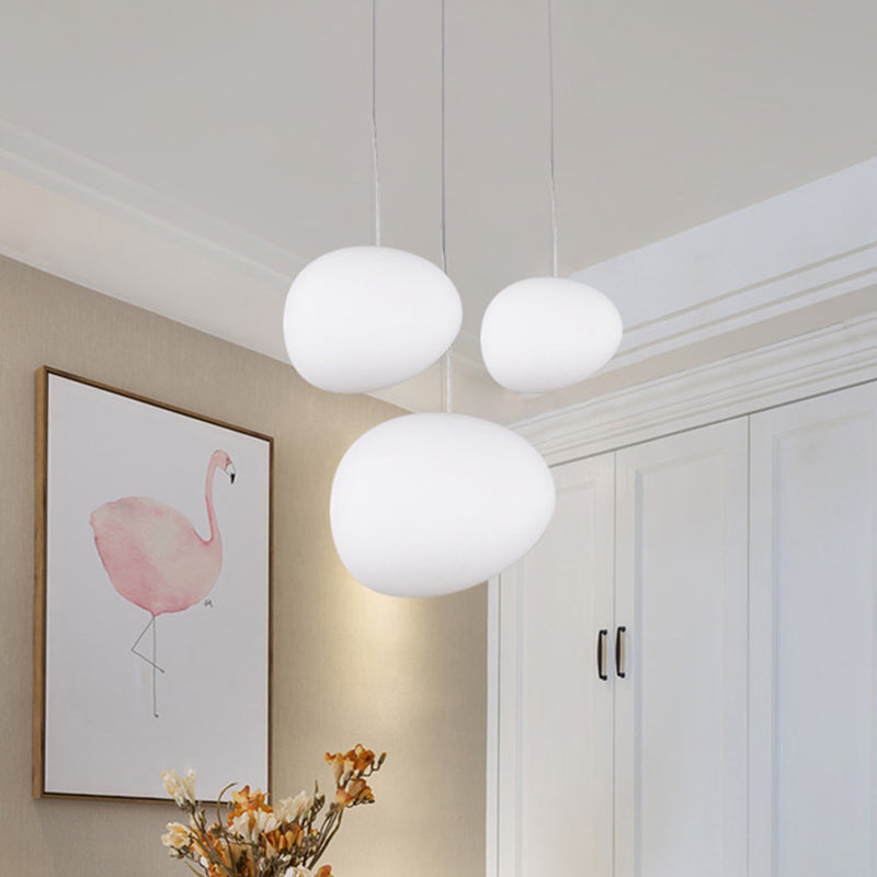 PebbleLumi - Minimalist Pendant Lamp in Cream Glass 