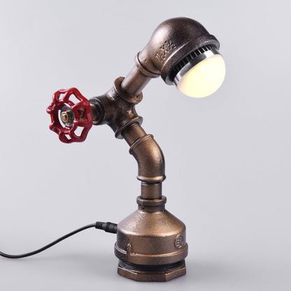 GlowBot - Steampunk Brass Robot Light with Rotary Valve Switch