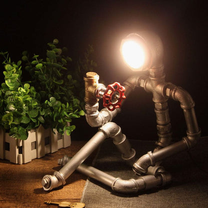 LightCraft - Industrial Iron Pipe Man Night Stand Light 