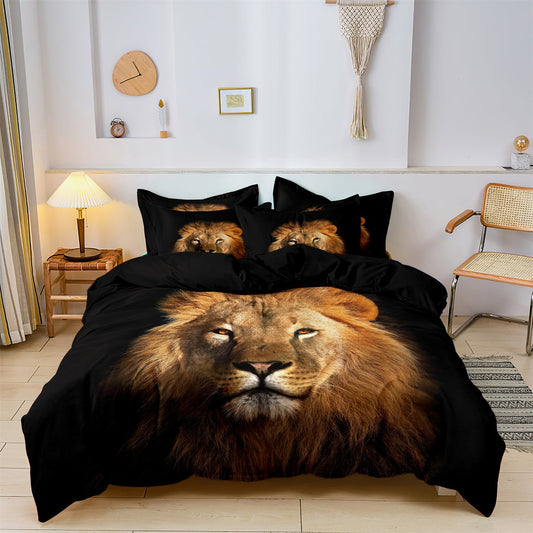 SafariGlow - Lion Print Duvet Cover Bedding Set