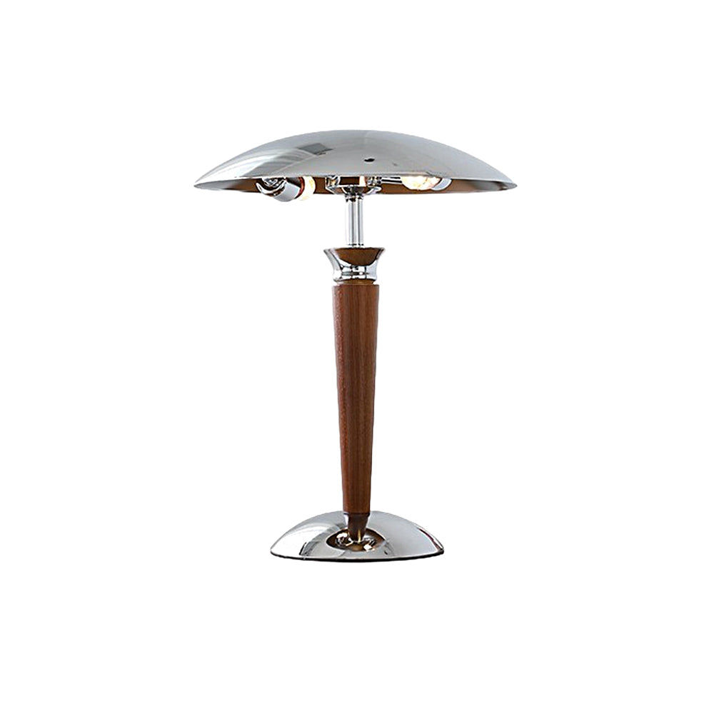 Paquebot - Chrome Iron Vintage Mushroom Table Lamp with Wooden 3-step Dimming