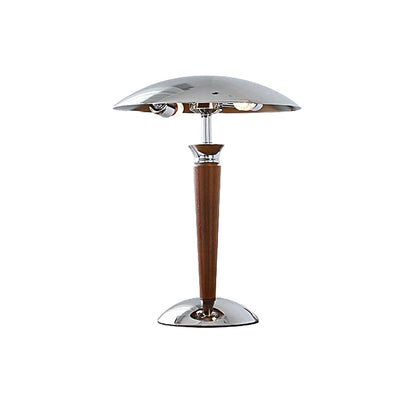 Paquebot - Chrome Iron Vintage Mushroom Table Lamp with Wooden 3-step Dimming