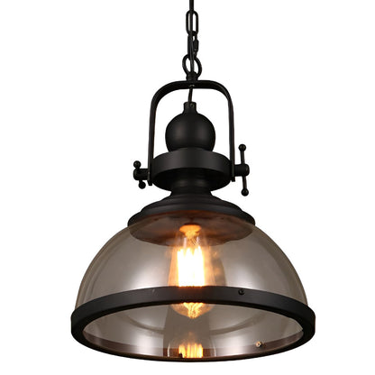 Antique Glass and Iron Retro Industrial Pendant Lamp