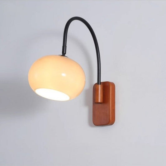 Orbite - Wandlamp in Kaki Glas met Houten Accent