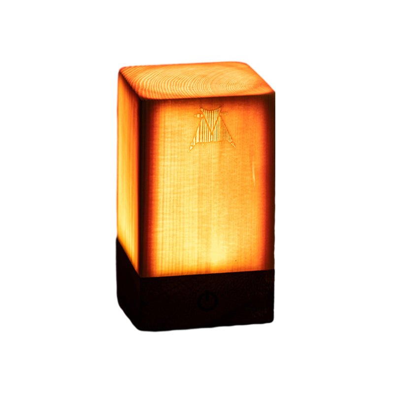 GlowWood - Table Lamp with Built-in Battery and Touch Control LED Lighting for Bedroom and Office