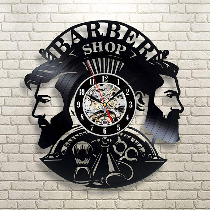 BarberTime - Stijlvolle vinyl wandklok voor kapperszaken