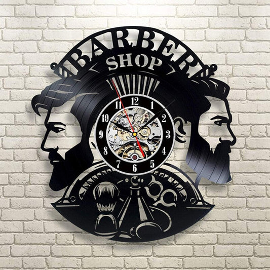 BarberTime - Stylish vinyl wall clock for barbershops