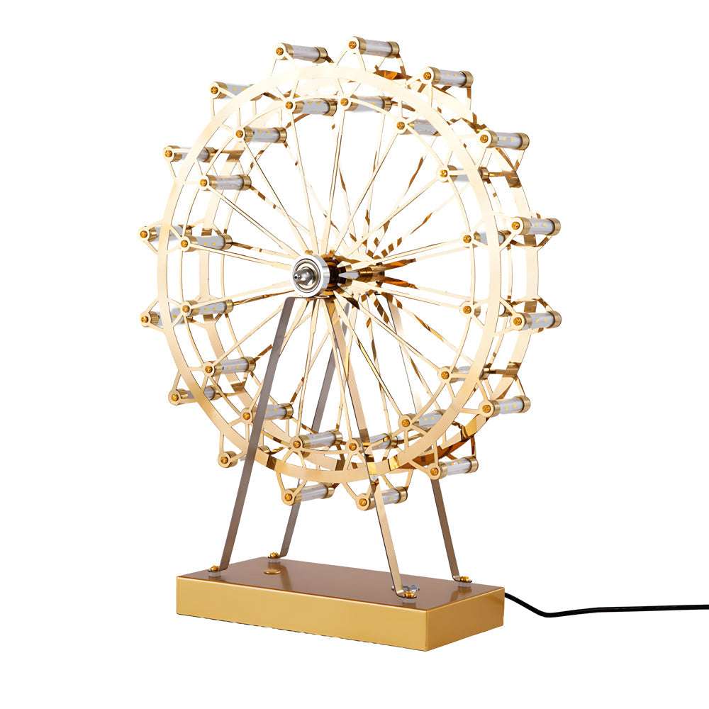 LumiFerris - Iron Golden Ferris Wheel Table Lamp with Integrated LED and Touch Switch