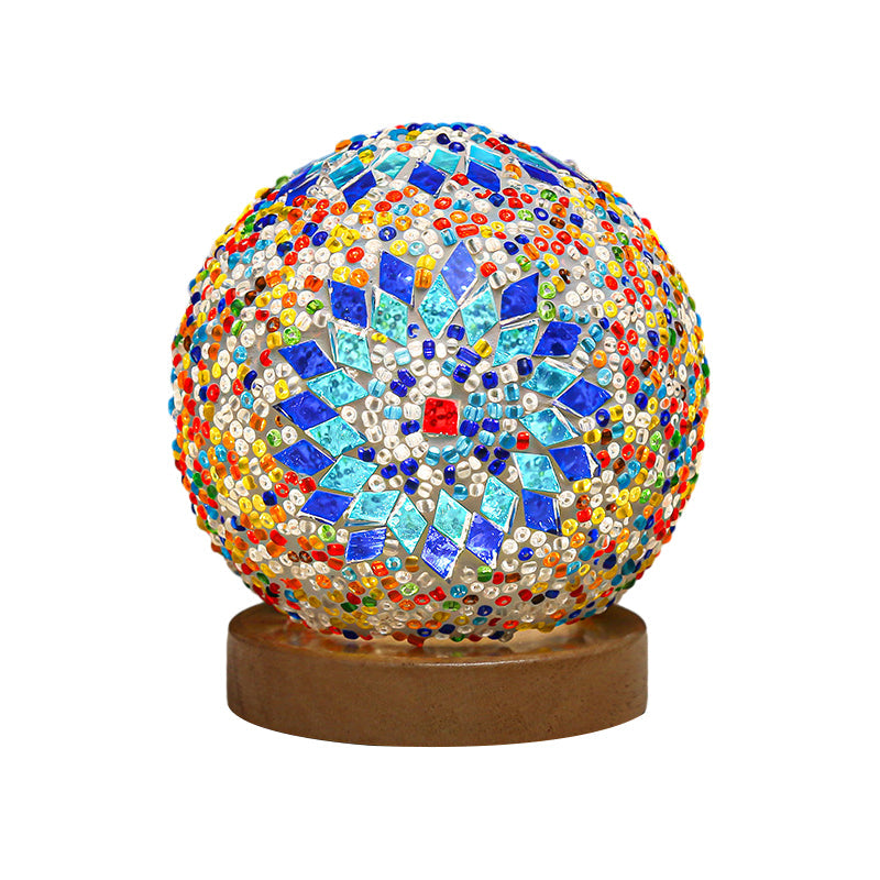 GloedNest - Spherical LED Dimmable Glass Bohemian Baroque Table Lamp Mosaic Night Light 3.9" 