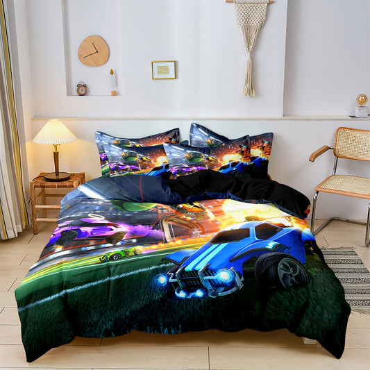 RaceTrek - Children's Duvet Cover Stuntcar Race for boys' room 