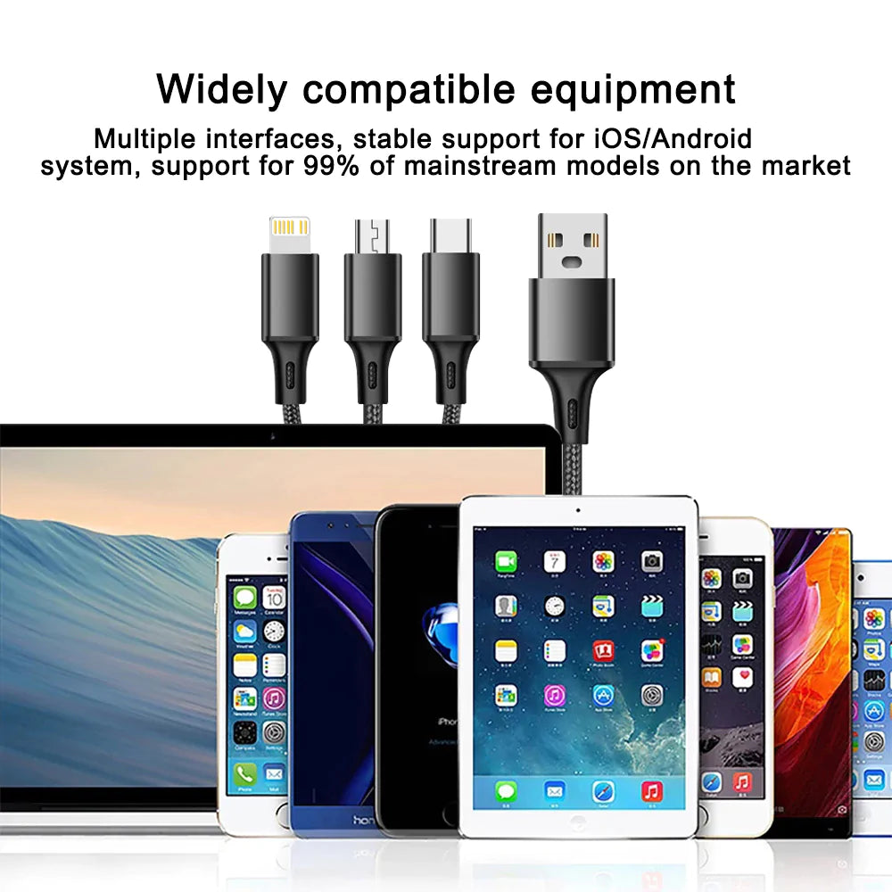 3-in-1 USB Cable Type C – Universal Charging and Data Cable