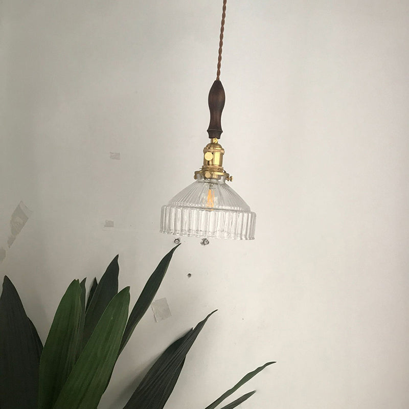 Loft Rustique - Hanglamp in Geribbeld Transparant Glas