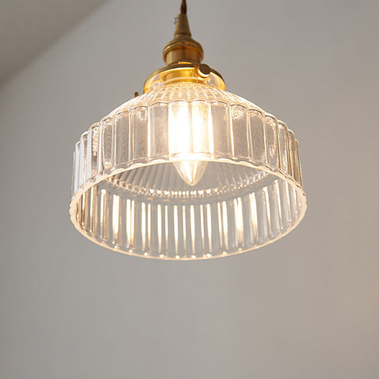 LoftGlow – Rustieke Hanglamp met Gestreept Glas