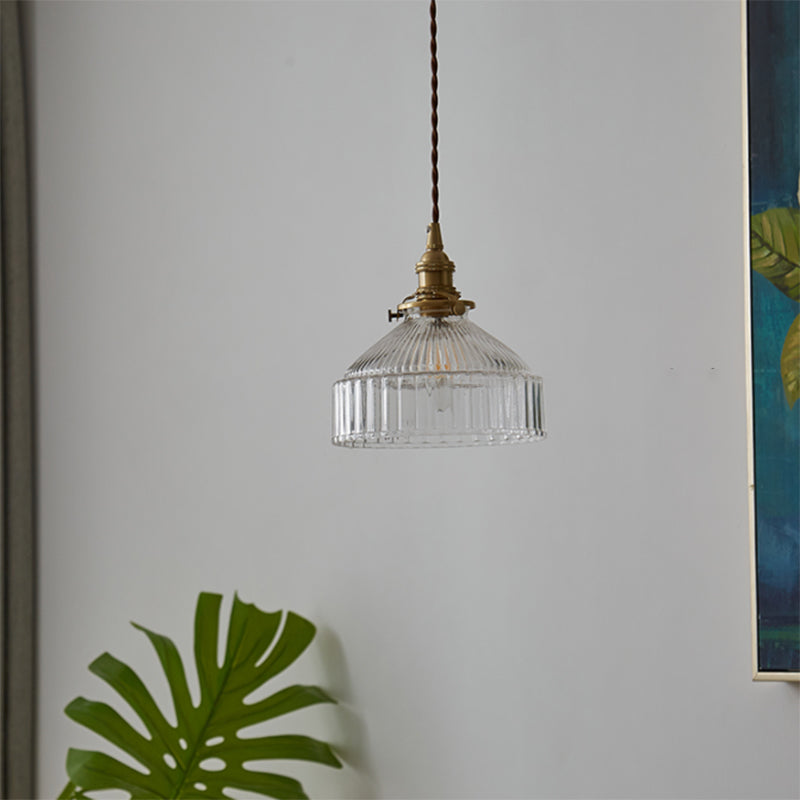 Loft Rustique - Hanglamp in Geribbeld Transparant Glas