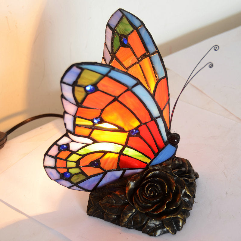 ElegantLight - Atmospheric Bedside Lamp with Butterfly Head and Rose Base