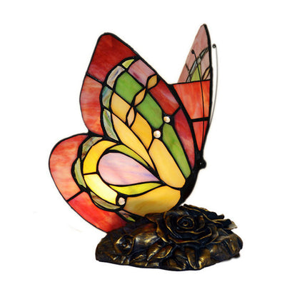 GardenGlow - Victorian Flower Resin Table Lamp with Butterfly 