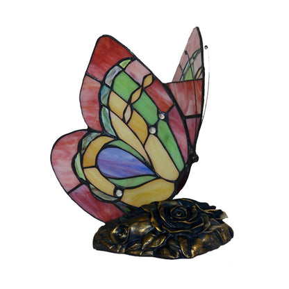 GardenGlow - Victorian Flower Resin Table Lamp with Butterfly 