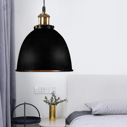 Atmospheric Dome - Hanging Lamp of Wrought Iron with Black/Rust Cable 