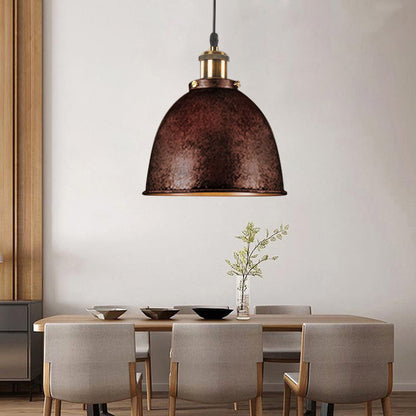 Atmospheric Dome - Hanging Lamp of Wrought Iron with Black/Rust Cable 