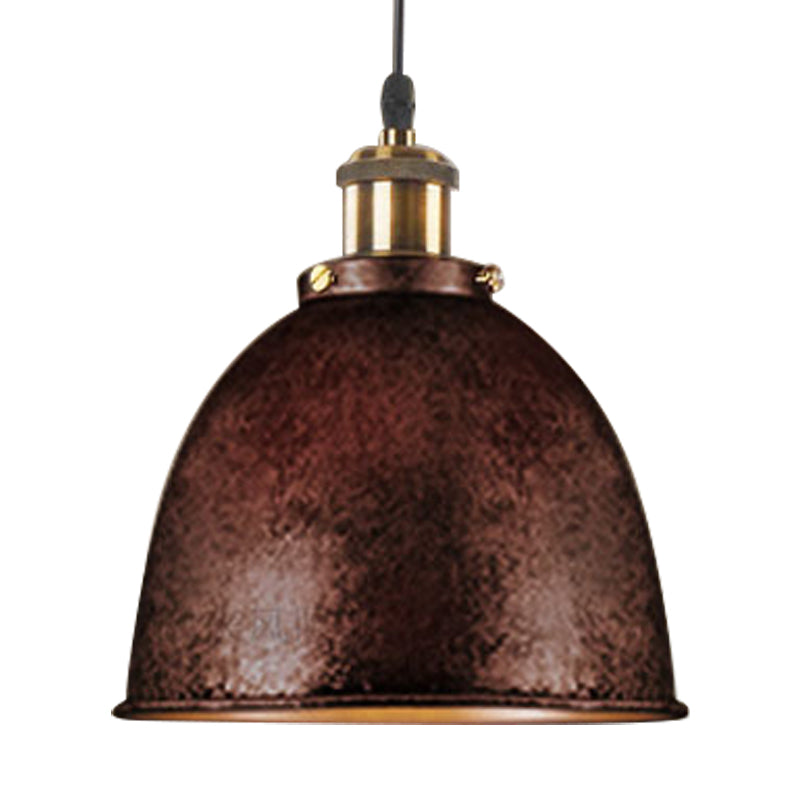 Atmospheric Dome - Hanging Lamp of Wrought Iron with Black/Rust Cable 