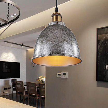 Atmospheric Dome - Hanging Lamp of Wrought Iron with Black/Rust Cable 