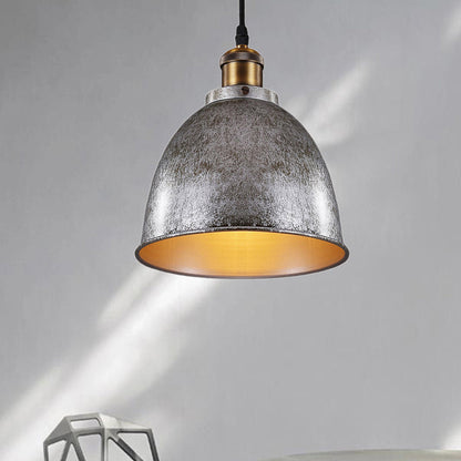 Atmospheric Dome - Hanging Lamp of Wrought Iron with Black/Rust Cable 