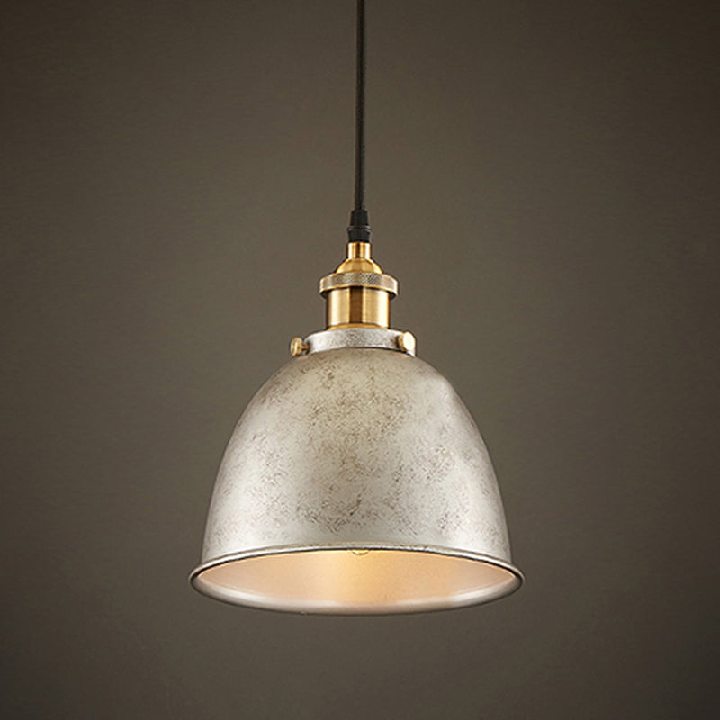 Atmospheric Dome - Hanging Lamp of Wrought Iron with Black/Rust Cable 