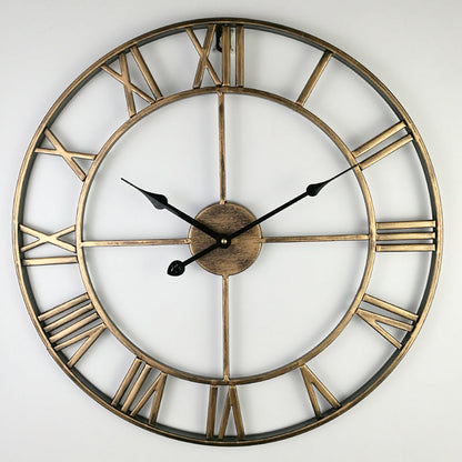 Large Retro Iron Wall Clock in Vintage Style