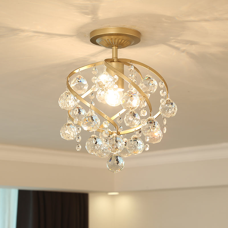 LuxeSpire – Ceiling Lamp with Crystal Ball and Brass