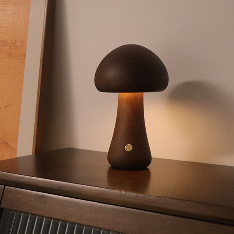 LUMONIGHT | Wooden Mushroom LED Night Light with Touch Switch | Atmospheric Lighting | Child Friendly 