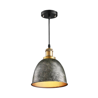 Atmospheric Dome - Hanging Lamp of Wrought Iron with Black/Rust Cable 