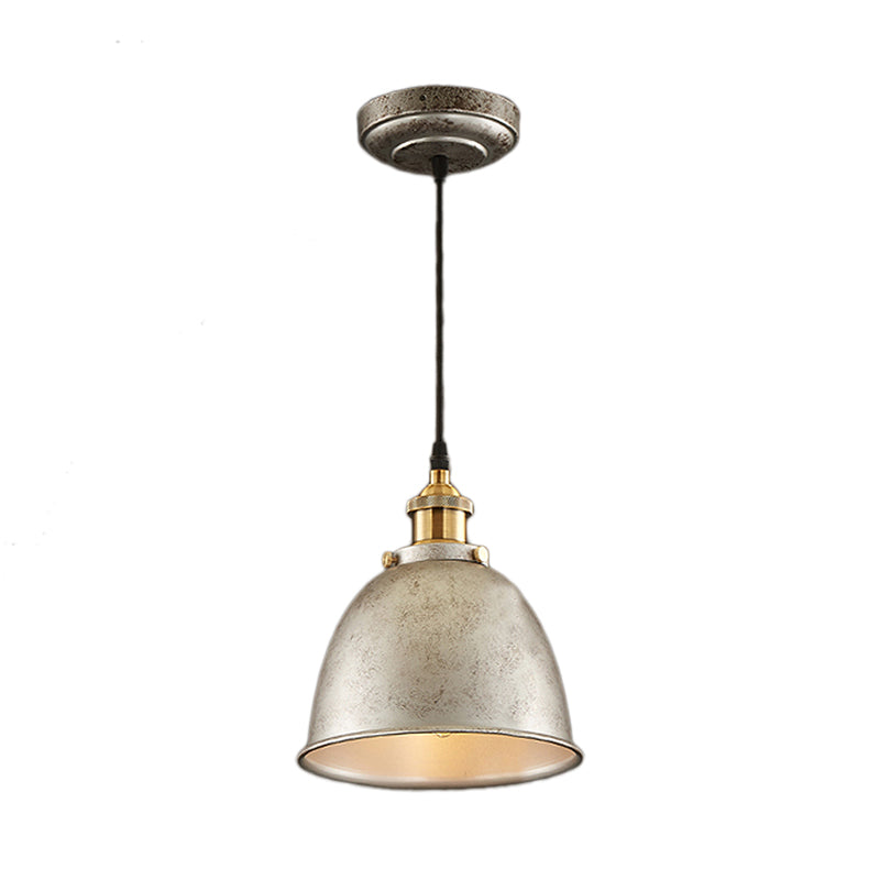 Atmospheric Dome - Hanging Lamp of Wrought Iron with Black/Rust Cable 