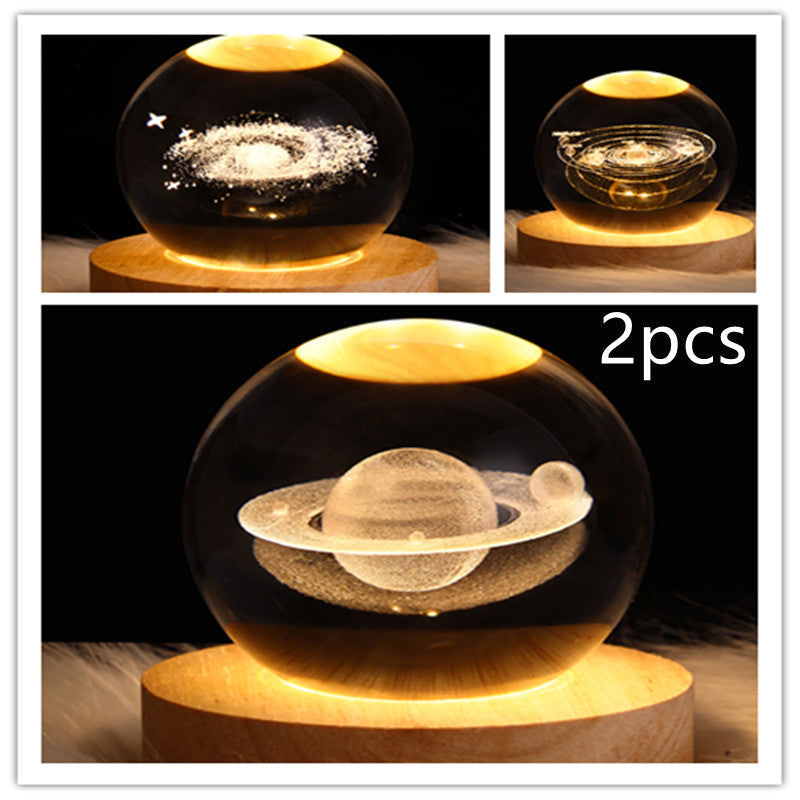 3D Galaxy Crystal Ball LED Night Light 