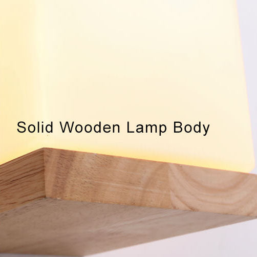 EcoShine - Modern wooden wall lamp with cube-shaped base 