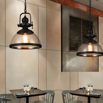 Antique Glass and Iron Retro Industrial Pendant Lamp