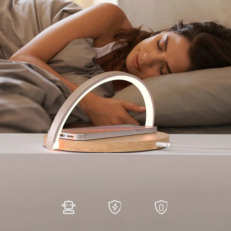 Praktisch - Draadloze Oplader 15W met Instelbare Touchlamp voor iPhone en AirPods