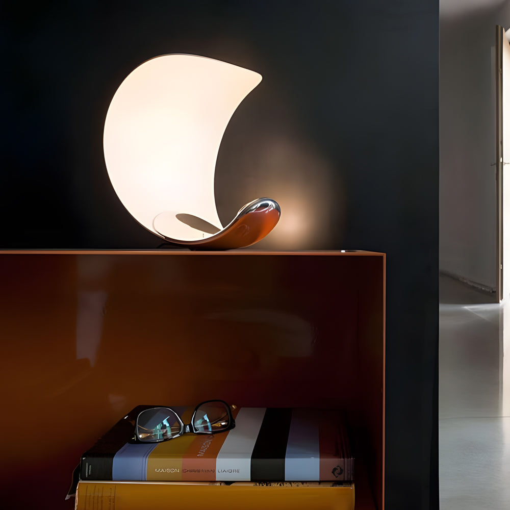 LumiMoon - Aluminium Gebogen Maanvormige D76 LED Tafellamp met Touch Dimming