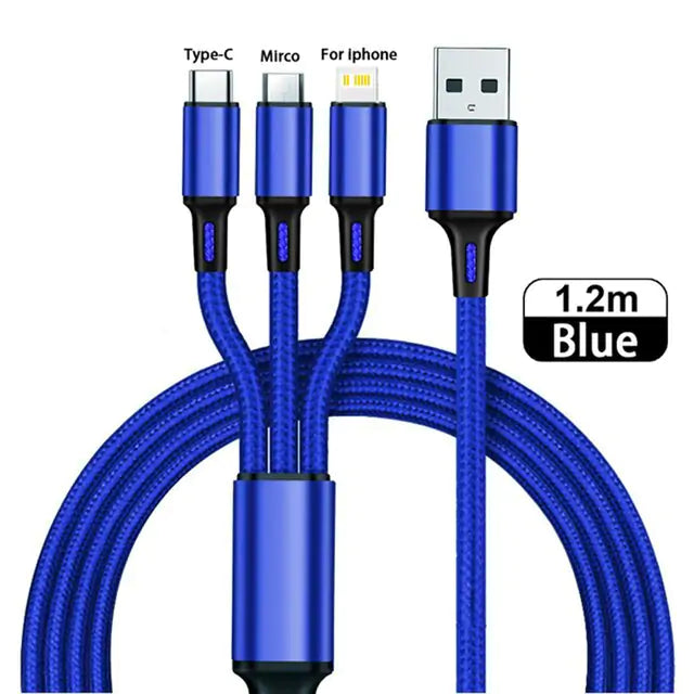 3-in-1 USB Kabel Type C – Universele Oplaad- en Gegevenskabel